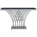 Arenza Black Marble Console Table with Silver Finish Frame