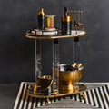 Oria Mirrored Glass Drinks Trolley with Gold Finish Frame