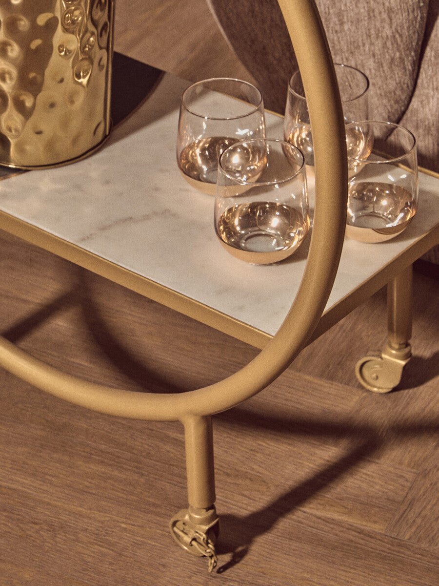 Vizzini White and Grey Marble 2 Tier Drinks Trolley
