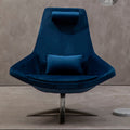 Kalo Navy Velvet Swivel Lounge Chair with Headrest