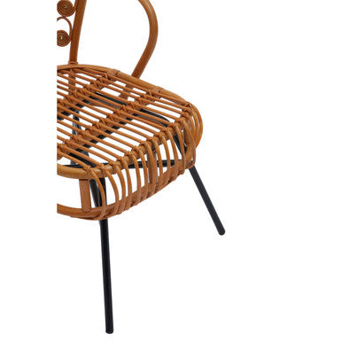 Java Natural Rattan Scalloped Back Chair