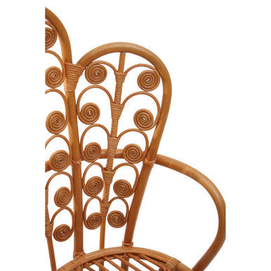 Java Natural Rattan Scalloped Back Chair