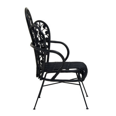 Java Black Rattan Scalloped Back Chair