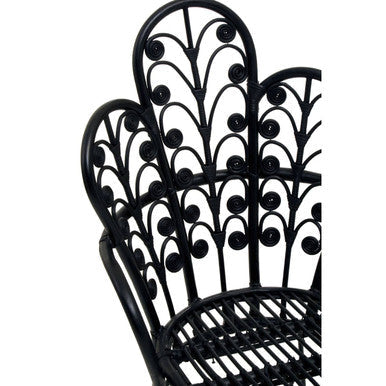 Java Black Rattan Scalloped Back Chair