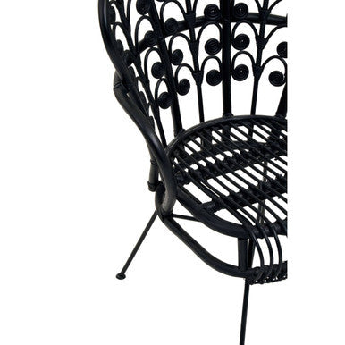 Java Black Rattan Scalloped Back Chair