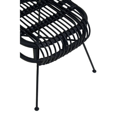 Java Black Rattan Scalloped Back Chair