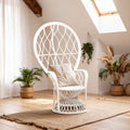 Java White Rattan Curved High Back Chair