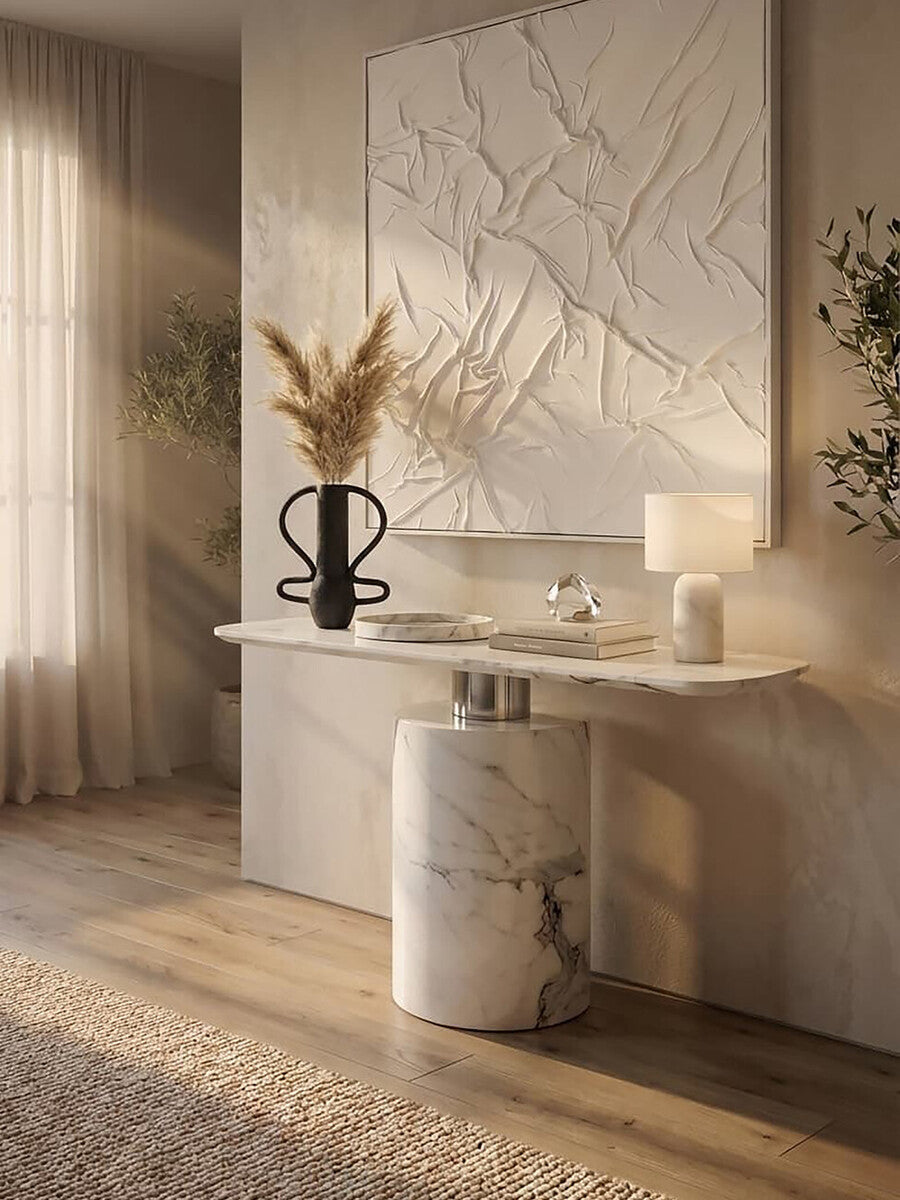 Sesto White Marble Console Table
