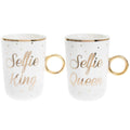Selfie King Selfie Queen Set of two Mugs Wedding Anniversary Gift Idea
