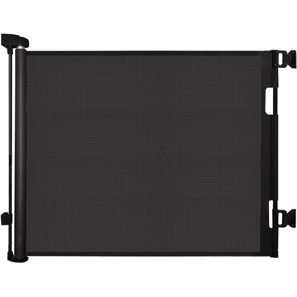Retractable Baby Dog Gate 86x140cm Mesh Safety Gate Stairs Doorways Black Pet Gate