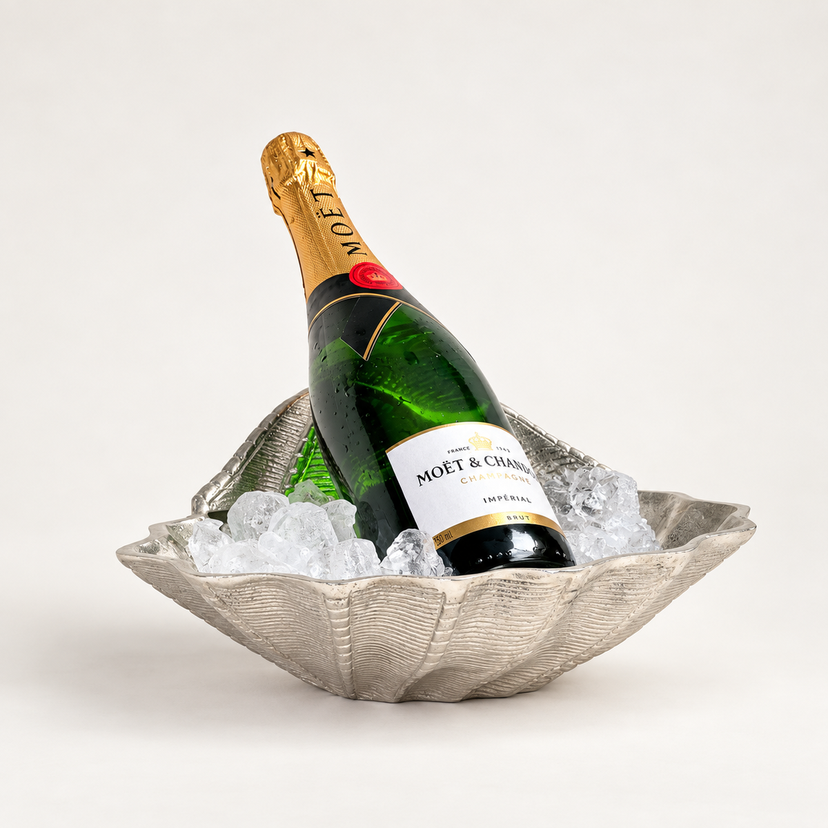 Clamshell Solid Champagne Ice Bucket ~ Wine Cooler