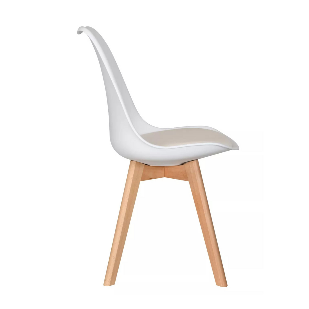 White Halo Dining Table & Set of 4 Lorenzo Jamie Tulip Dining Chairs with Padded Seat
