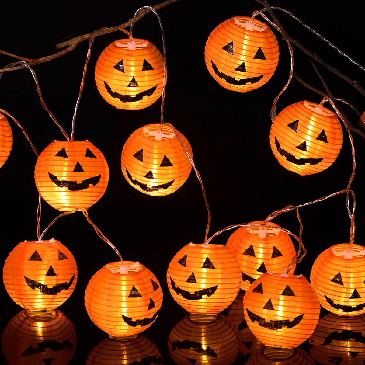 HOLYBO Halloween Pumpkin String Lights 20 LED 4M/13ft for Room Garden Decoration, 8 Modes Halloween Decoration Lights for Indoor Outdoor Decoration