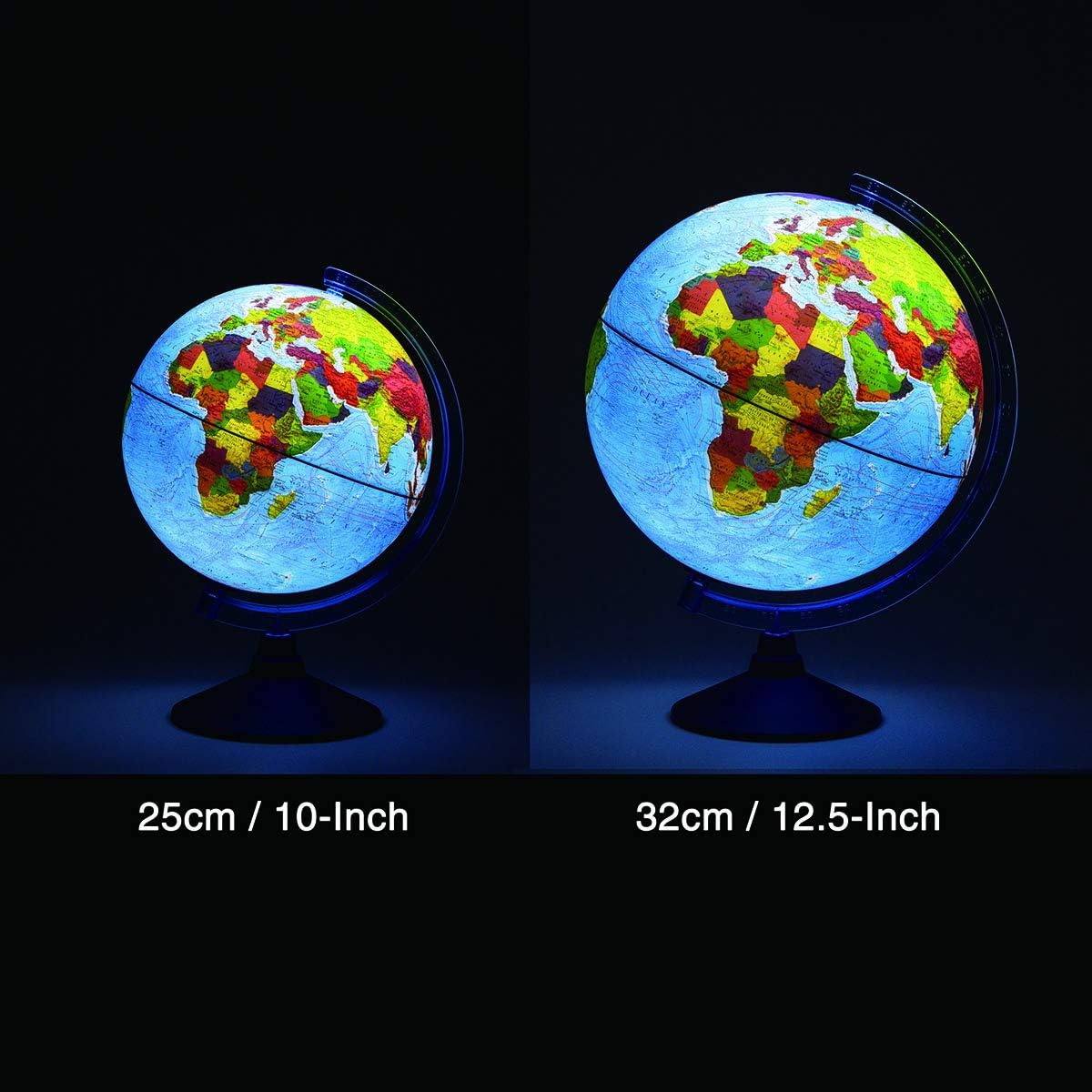 Educational Globe 25cm Relief World Map AR App Cordless LED Light Kids EXERZ