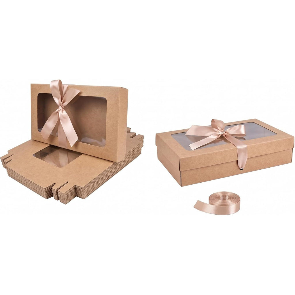Gift Boxes 12 Pack Black Clear Window Small 21.5x13.5x4.5cm Emartbuy Present Boxes