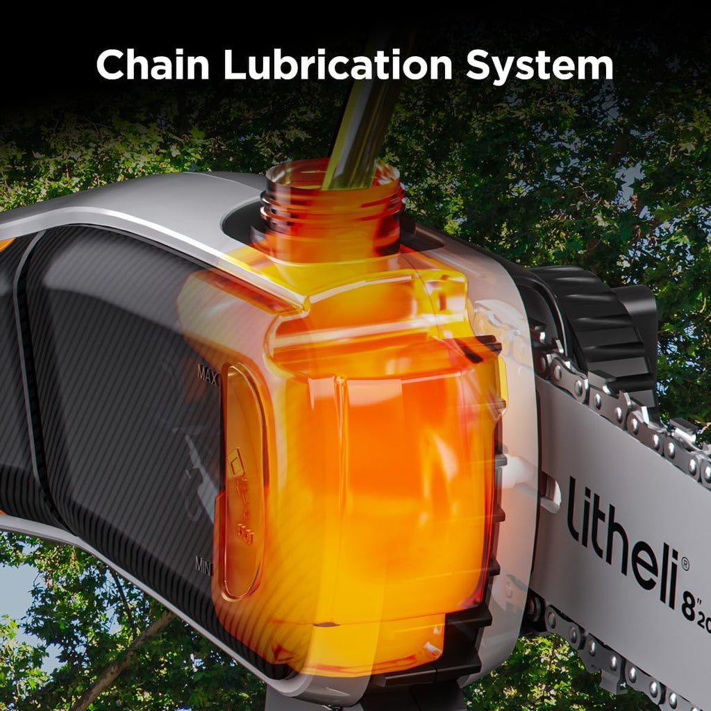 Cordless Pole Saw 20V 20cm 8m/s 10000mAh Battery Tree Pruner Litheli Chainsaw Kit