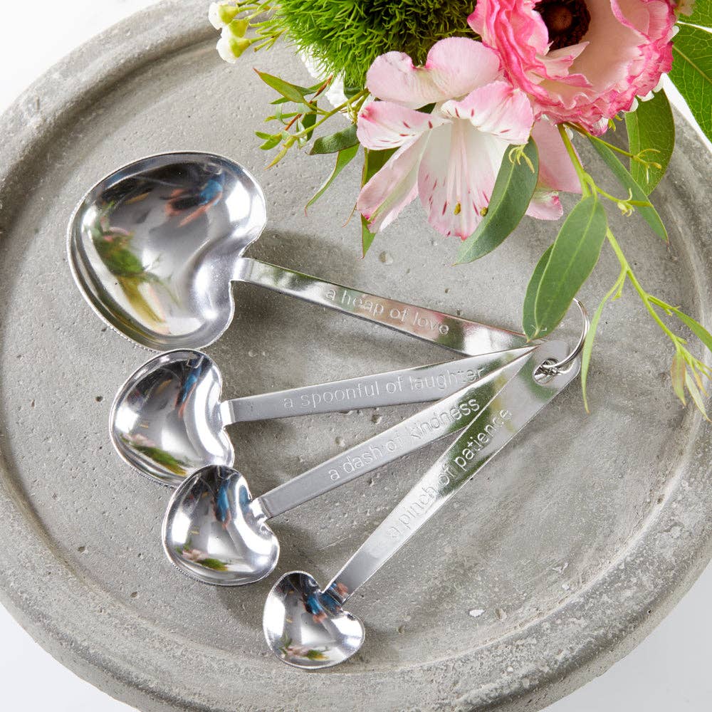 Love Beyond Measure Heart Shaped Measuring Spoons Baby Shower Set of 4