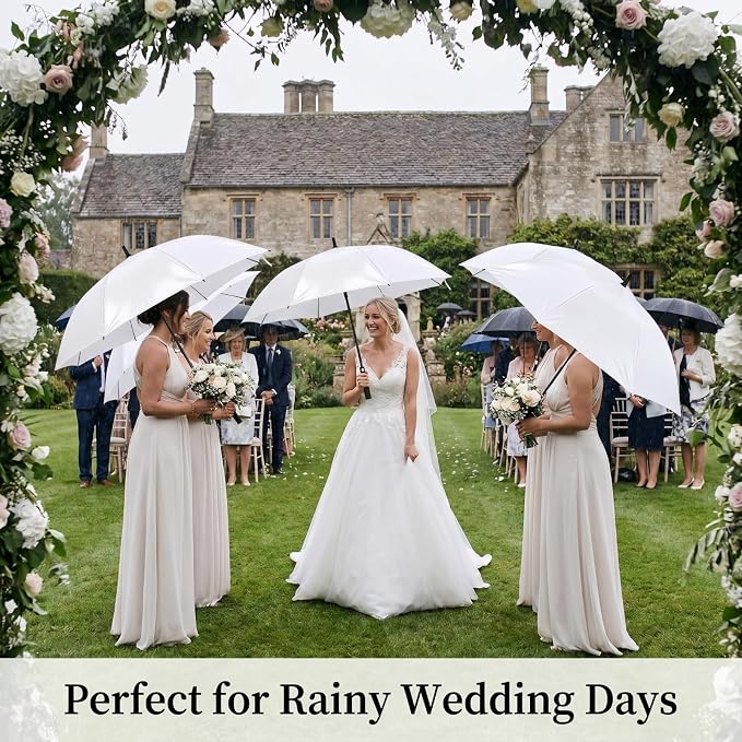 White Wedding Umbrellas 54 Inch Extra Large Bride Groom 16 Pack Weewooday