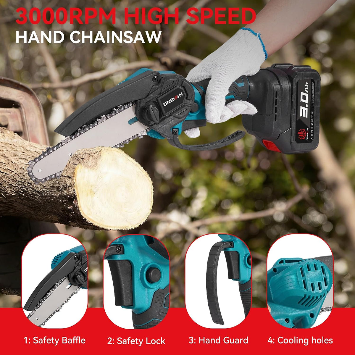 Cordless Pole Hedge Trimmer Pole Saw 4 in 1 7.05FT Extension ONEVAN Garden Tool