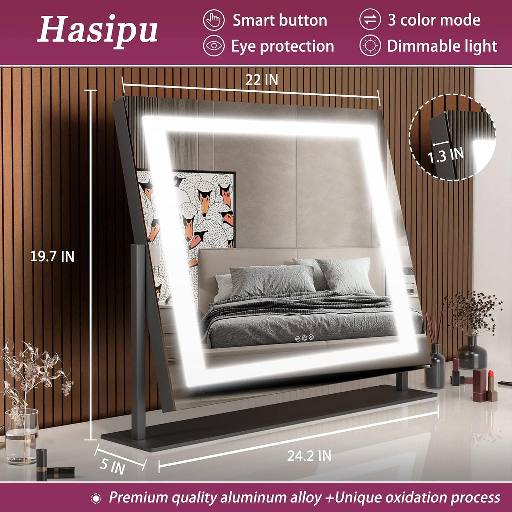 Vanity Mirror 58x48cm LED Lights 10X Magnification 3 Colour Dimmable Hasipu Used