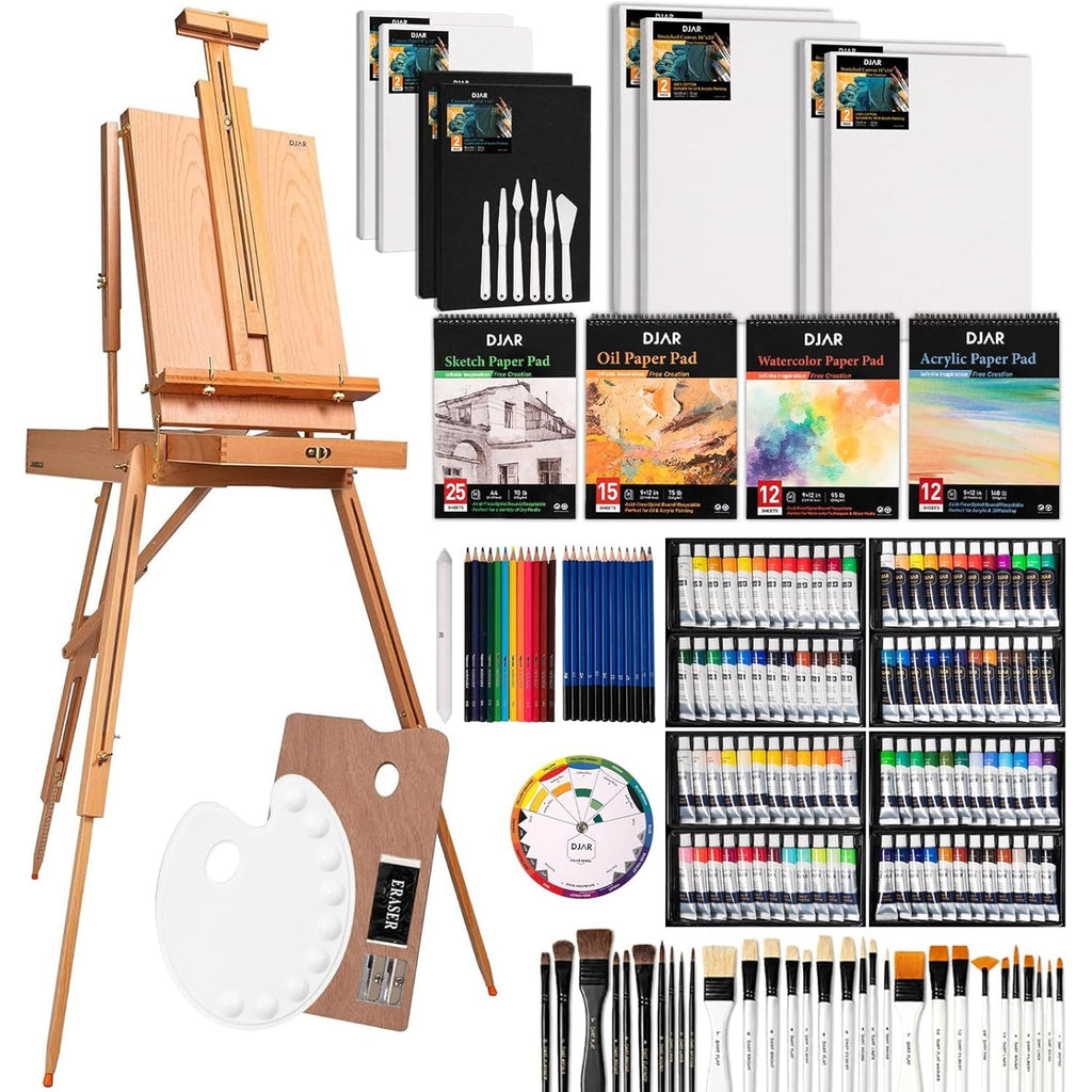 Art Painting Kit 169Pcs French Easel Acrylic Watercolour Oil Paint Set DJAR