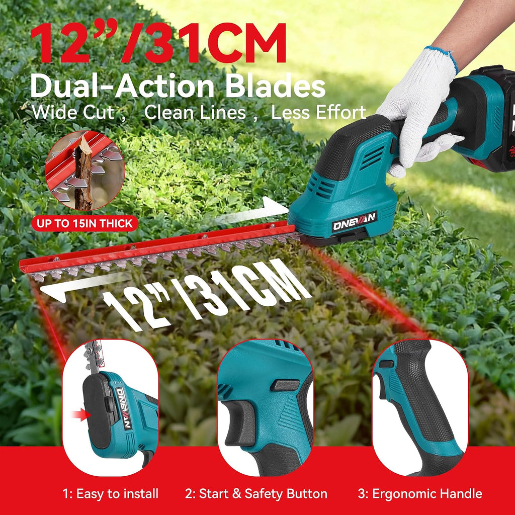 Cordless Pole Hedge Trimmer Pole Saw 4 in 1 7.05FT Extension ONEVAN Garden Tool