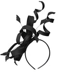 Caprilite Black Swirl Loop Sinamay Headband Fascinator for Women Wedding Ascot Races