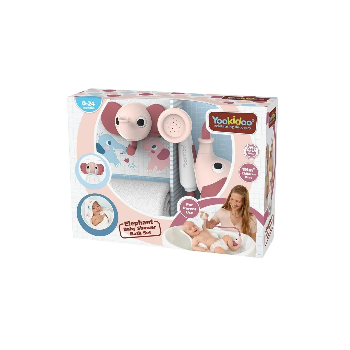Yookidoo Baby Shower Gift Set Elephant - Blush Pink