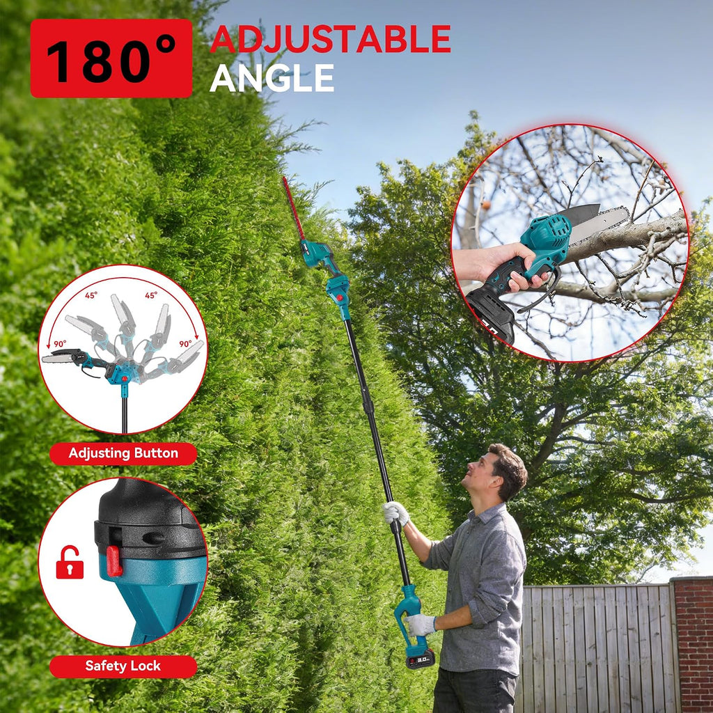 Cordless Pole Hedge Trimmer Pole Saw 4 in 1 7.05FT Extension ONEVAN Garden Tool
