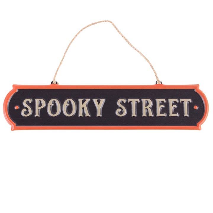 Spooky Street Halloween Metal Hanging Sign – Vintage Décor