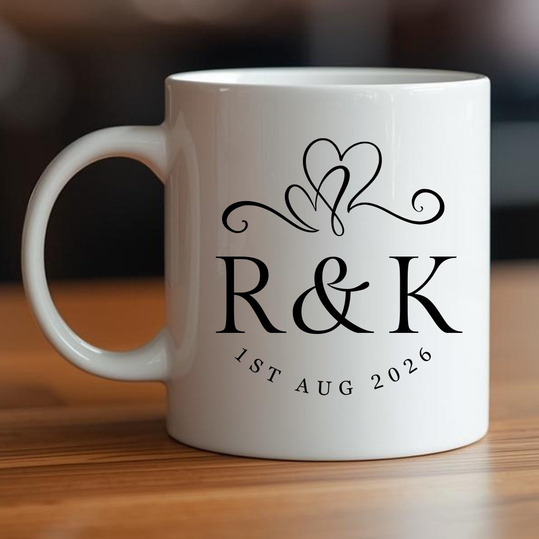 Entwined Hearts Personalised Mugs Gift Set | Wedding, Engagement