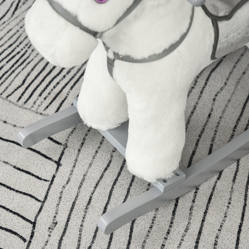 Kids Plush Ride-On Rocking Horse with Plush Toy Sound Handle Grip HOMCOM