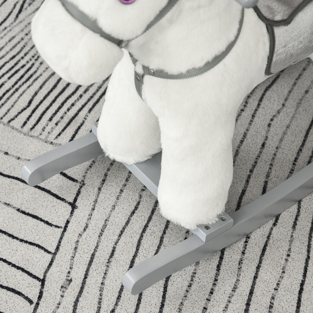Kids Plush Ride-On Rocking Horse with Plush Toy Sound Handle Grip HOMCOM
