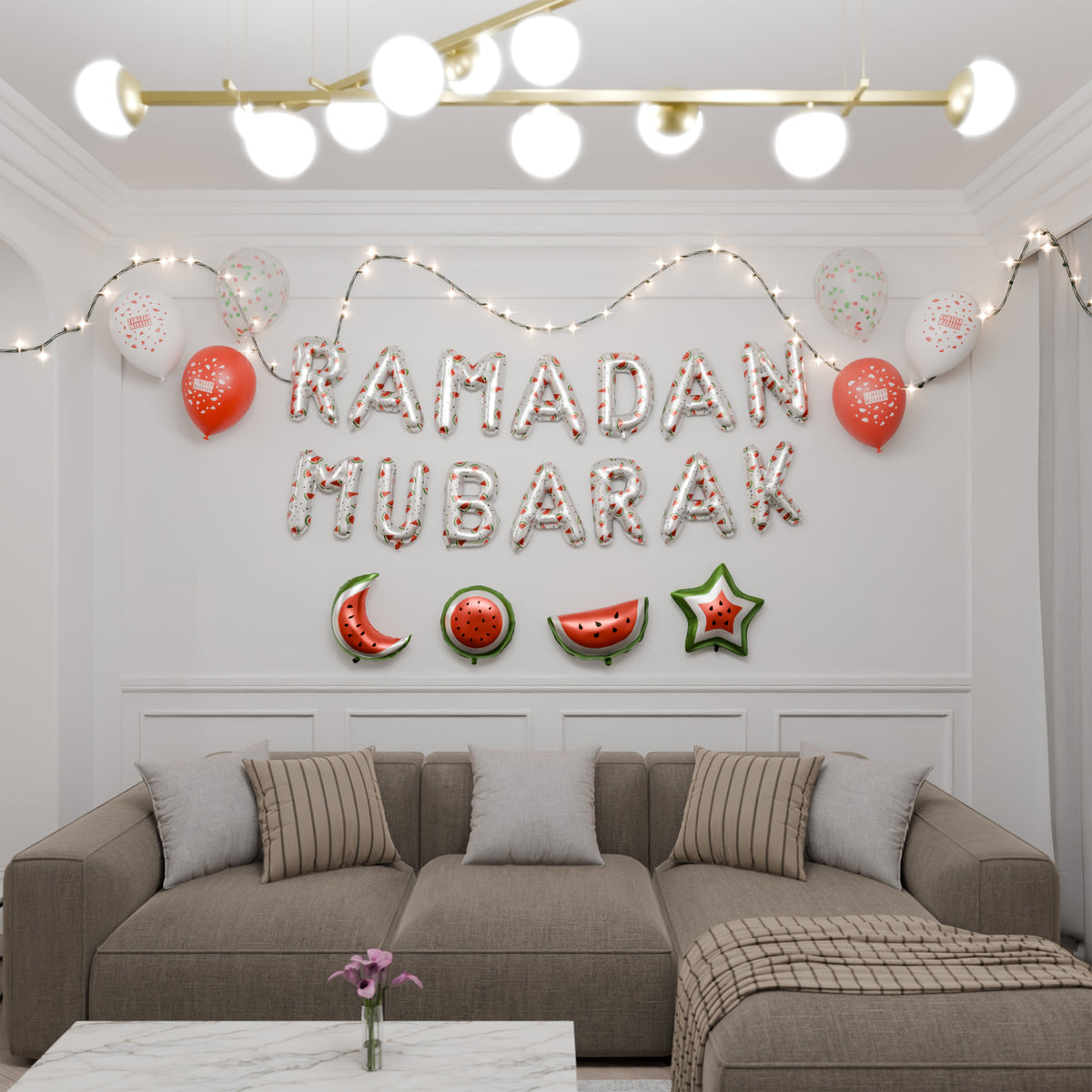 Decoration Set Ramadan Mubarak Palestine Theme (White) | 5 Items