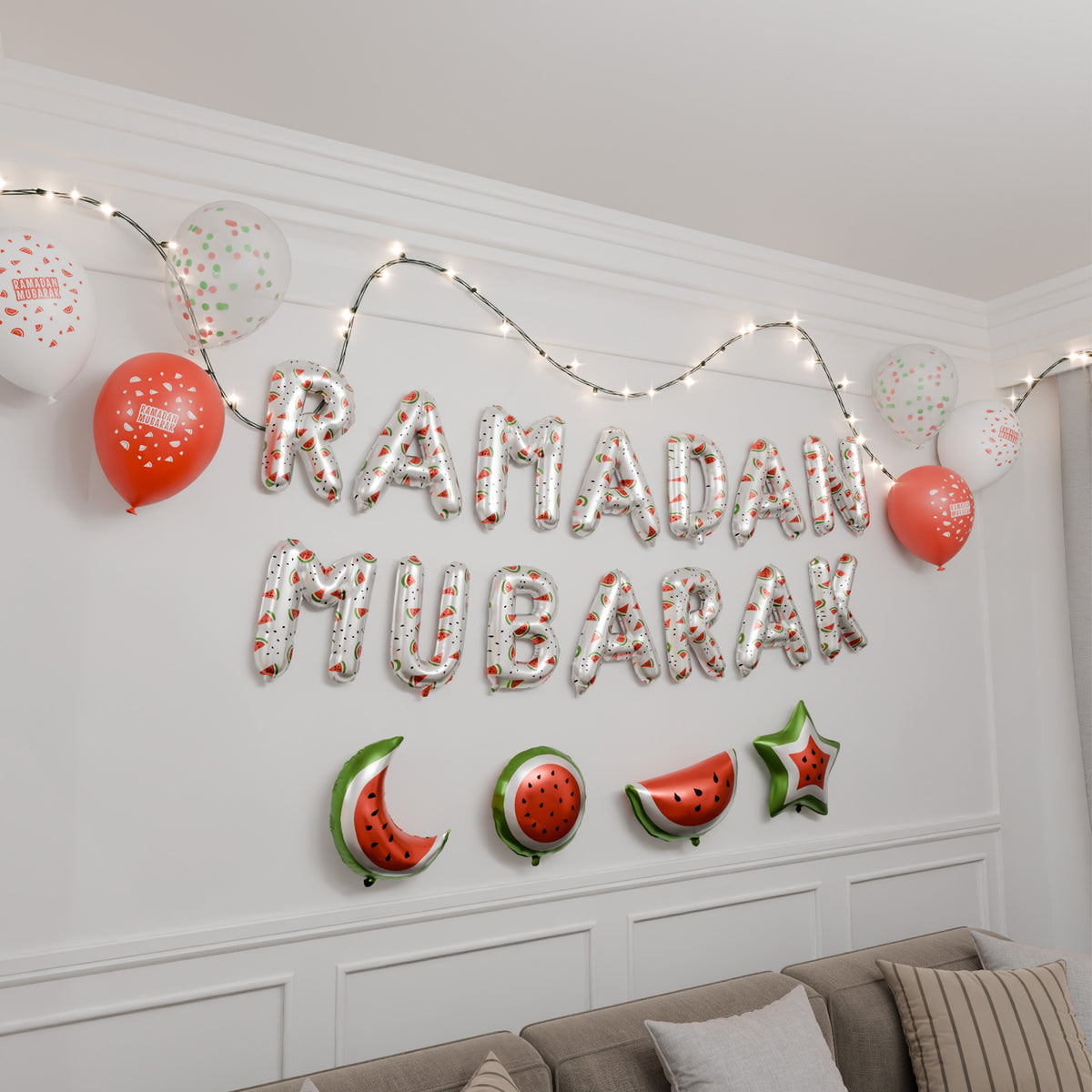 Decoration Set Ramadan Mubarak Palestine Theme (White) | 5 Items