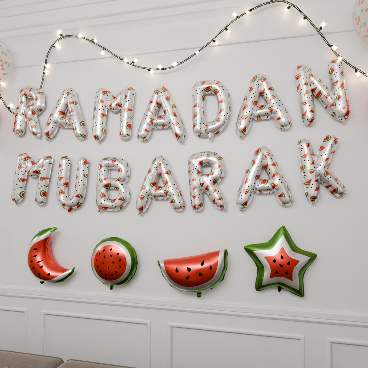 Decoration Set Ramadan Mubarak Palestine Theme (White) | 5 Items