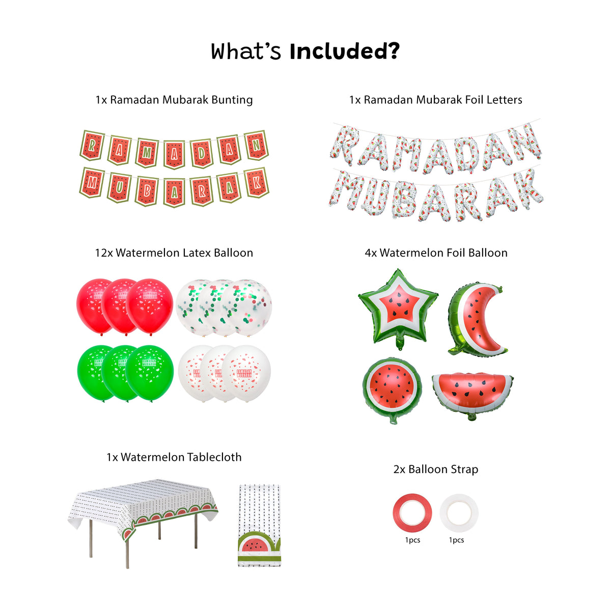 Decoration Set Ramadan Mubarak Palestine Theme (White) | 5 Items