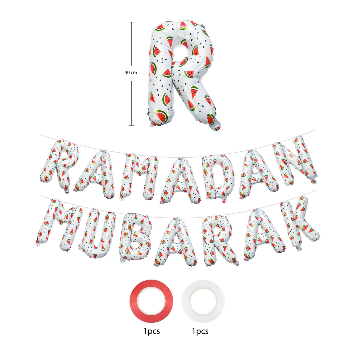 Decoration Set Ramadan Mubarak Palestine Theme (White) | 5 Items
