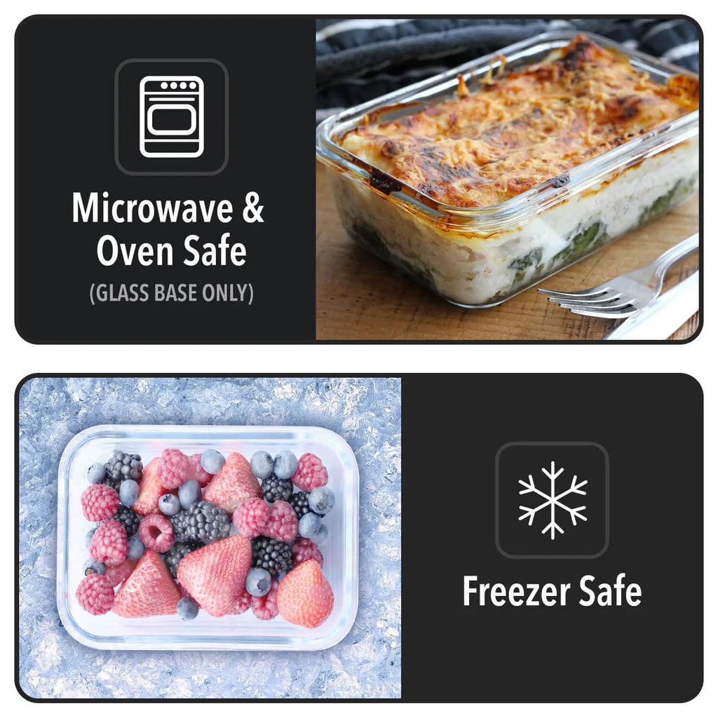 Glass Meal Prep Containers with Lids 5 Pack – 850ml Glass Food Storage & Lunch Containers, Borosilicate, Oven, Freezer & Microwave Safe, Leak-Proof