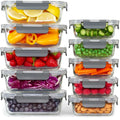 Glass Meal Prep Containers with Lids 10 Pack – Glass Food Storage Containers 5x 1040ml + 5x 370ml, Borosilicate, Oven, Freezer & Microwave Safe