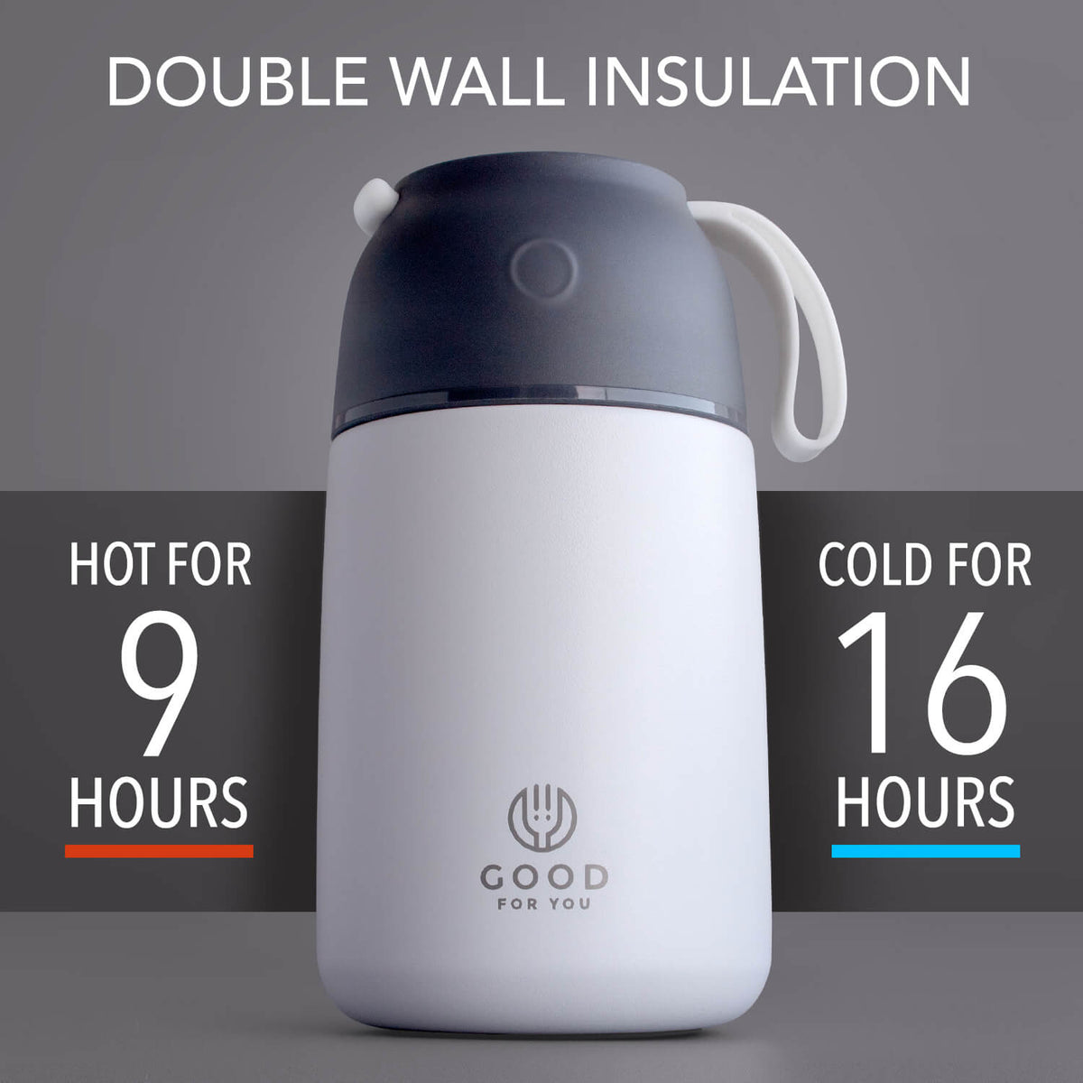 Insulated Food Flask 730ml for Adults – Hot Food & Soup Flask with Spoon for Work, Leak-Proof, BPA-Free Stainless Steel | White