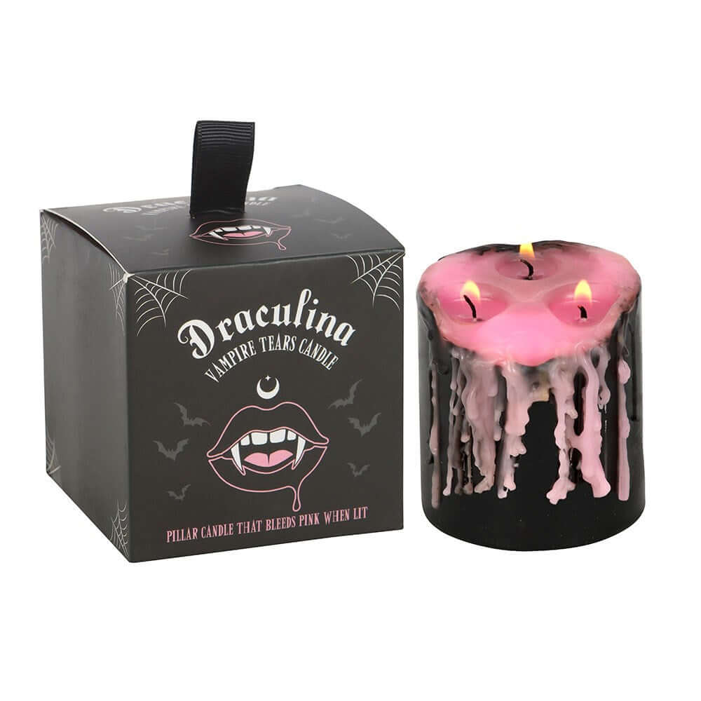 Gothic Gifts Small Pink Vampire Tears Pillar Candle
