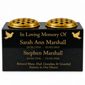 Personalised Granite Double Memorial Vase – Two Names & Two Flower Holders 12x6x6 inches