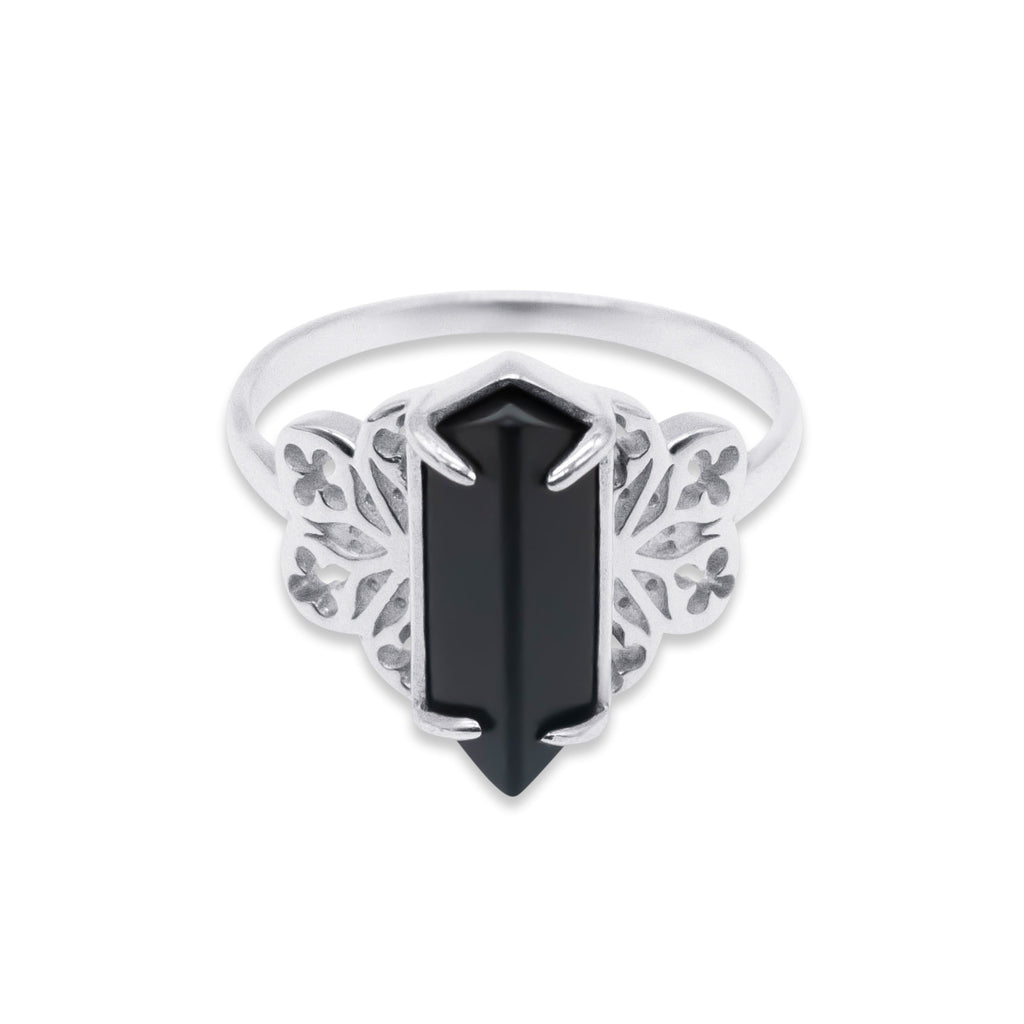 Repent Medieval Black Gemstone Ring