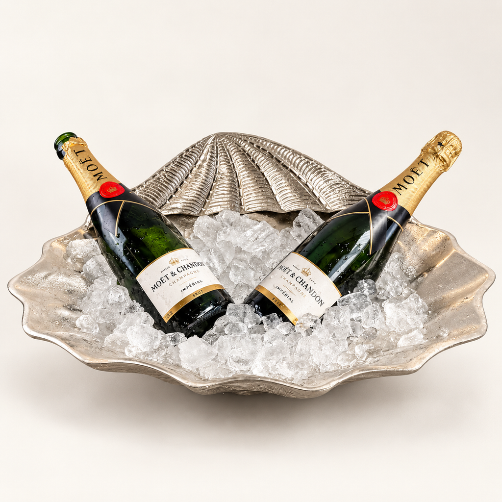 Clamshell Solid Champagne Ice Bucket ~ Wine Cooler