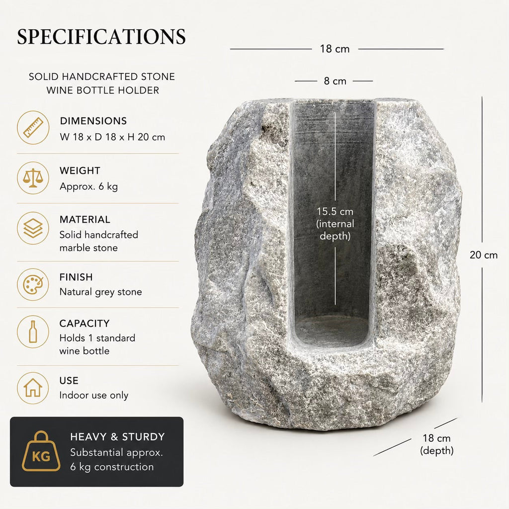 Solid Marble Wine Bottle Holder | Handcrafted Stone Wine Cooler