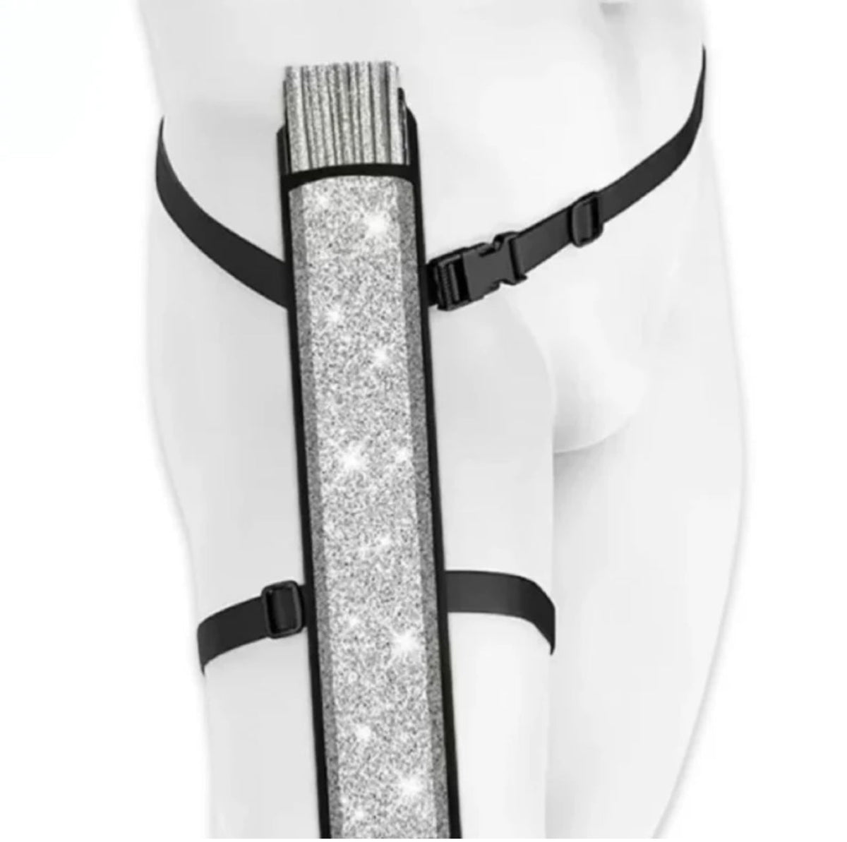 Transparent Peach Disco Glitter XL Festival Fan