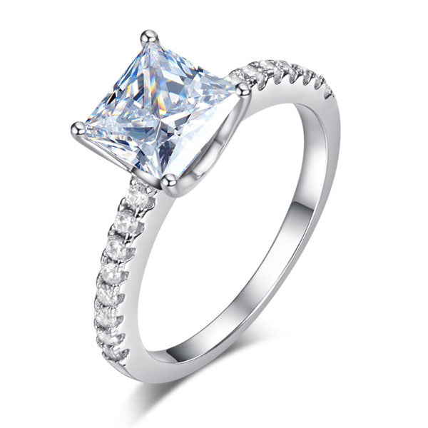 Square cut princess ring
