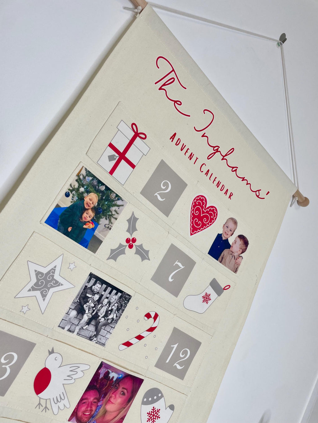 Personalised family advent calendar with family photos