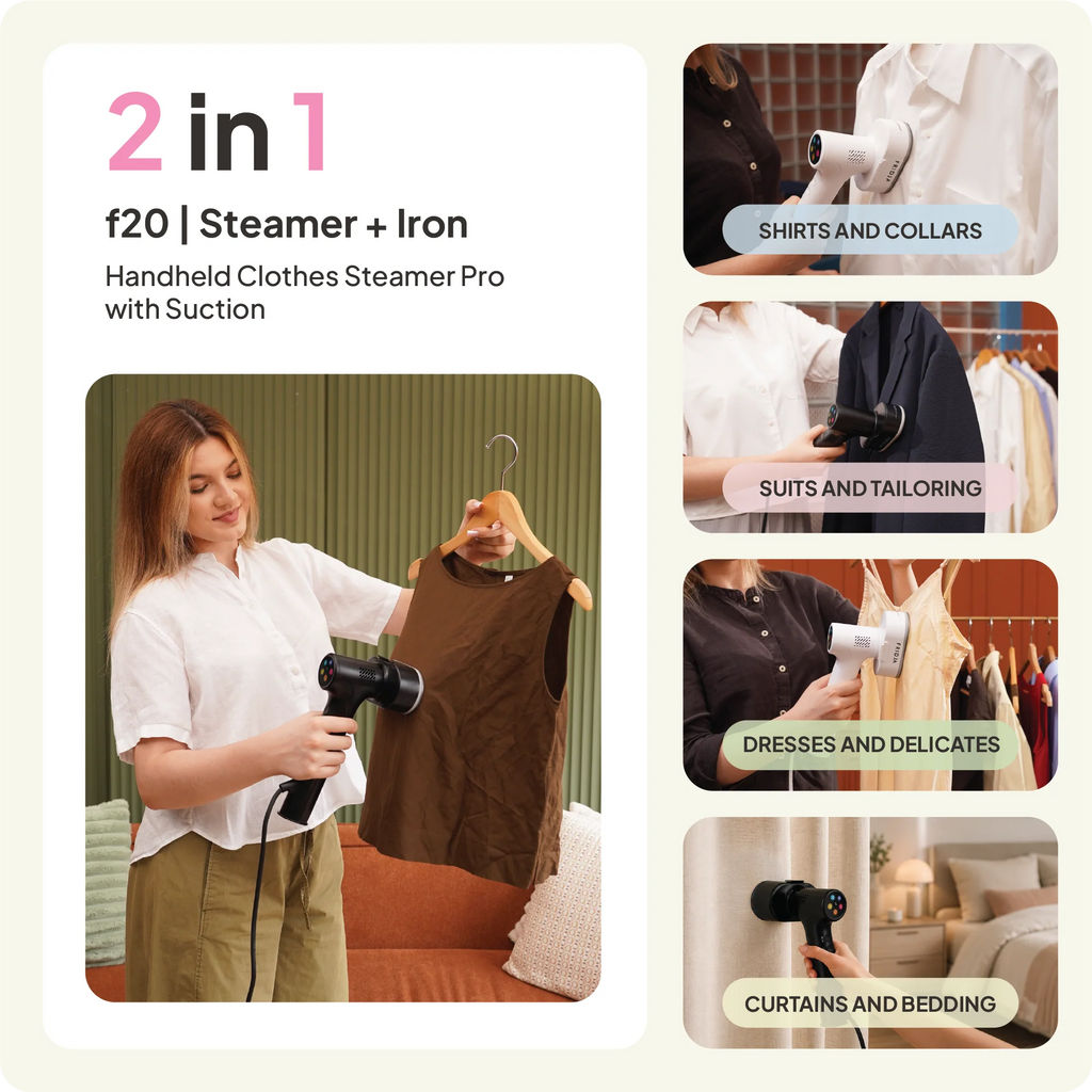 f20 Handheld Clothes Steamer Pro with Suction
